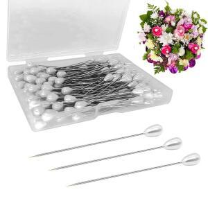 100 피스 코사지 Boutonniere 핀 스트레이트 웨딩 부케 눈물 진주 머리 바느질 핸드 크래프트 액세서리
