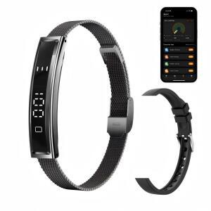 ZBNMY 스마트 팔찌, 심박수가 포함된 피트니스 트래커, 수면 모니터링, 혈중 산소, iOS 및 Android용 스텝 카운팅, 구독료 없음, 방수(블랙)