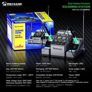 MECHANIC X120/ X200 울트라 듀얼 스테이션 정밀 납땜 스테이션 200W 90-450 ° C 210/115/245 핸들용 LED