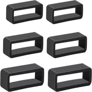 6개 시계 밴드 키퍼 18mm/20mm/22mm 실리콘 스트랩 홀더 루프 리테이너 블랙 고무 교체 패스너 링 스마트