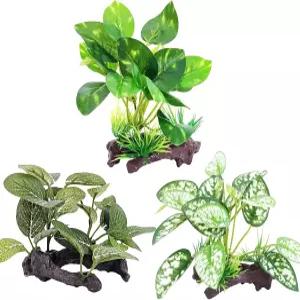 베타 물고기를 위한 실크 수족관 식물을 심는 Vtapliea 3PCS 인공 어항
