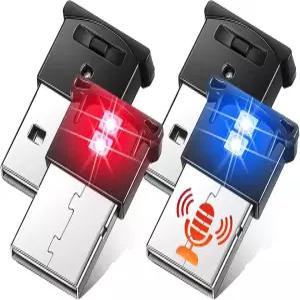 Tallew 4Pcs 미니 USB LED 자동차 실내 조명 음악 동기화 스마트 분위기 DC 5V 밝기 조절 가능 8가지 색상