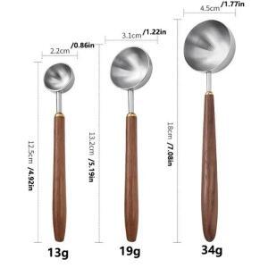 1PC 304 스테인레스 스틸 호두 롱 핸들 커피 파우더 측정 숟가락 주방 베이킹 도구 Cucharas
