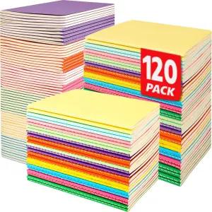 예스베 120팩 작은 안감 메모장 벌크 미니 저널 포켓 노트북 세트 3.5인치 x 5.5인치 컬러 커버 와이드 룰