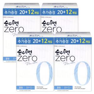 순수한면 제로 중형 20+12P X 4팩