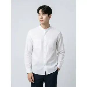 [하프클럽/BY파크랜드]화이트 린넨라이크 긴팔 차이나셔츠-A5CL2310009A