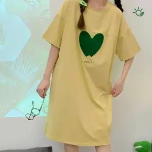 홈웨어 롱원피스 캡내장 편한 실내복 반팔 루즈핏 여성용 잠옷 M-L