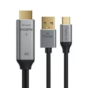 HDMI 032GFD09 to C타입 케이블 변환 컨버터 4K 60Hz 1M UHD HDR USB 보조전원 디스플레이 니터