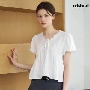 리본 포인트 반팔 블라우스 (WIDBBL002)