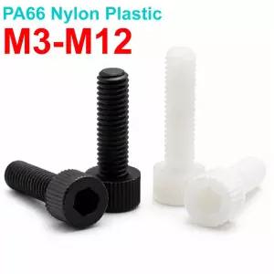 5-50 개/몫 PA66 나일론 소켓 헤드 캡 나사 플라스틱 절연 비전도성 볼트 M3 M4 M5 M6 M8 M10 M12