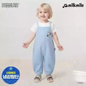 [밀크마일] [피너츠]스누피 즐거운테니스타임시원한요루냉감지오버롤팬츠