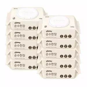 크리넥스 순수한장 온가족 안심 물티슈 캡100매 x10개