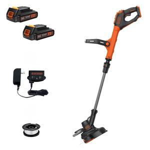 BLACK+DECKER 20V MAX 무선 스트링 트리머 및 에저, 12인치 잡초 제거기, 2단 제어 배터리 2개, 충전기 스풀 포함 (LSTE525)