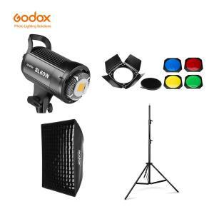 Godox LED 비디오 라이트 SL-60W 5600K 화이트 버전 연속 키트 190cm 스탠드 60x90cm 보웬스 소프트박스