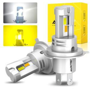 AUXITO Canbus H4 LED 자동차 램프 전구 헤드라이트 3000K 노란색 하이 빔 흰색 로우 오류 없음 HB2 9003 1
