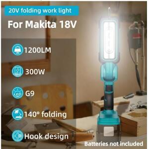마키타 18V 리튬 배터리용 100W LED 손전등 작업등 후크 회전 헤드 접이식 조명 야외 사용에 적합