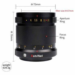 AstrHori 중형 포맷 75mm F4 수동 초점 카메라 렌즈(후지필름 GFX50S GFX5OR GFX100