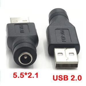 AC-DC 어댑터 플러그 암-USB 수/암 5.5  2.1MM 전원 변환기 12V