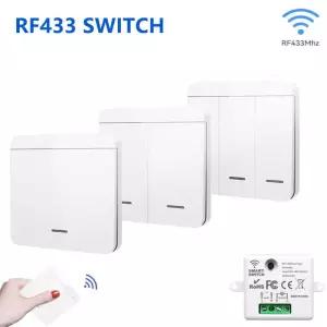 RF433Mhz 무선 스위치 2/3 갱 86 벽 패널 송신기 안전 조명 AC 85265V 릴레이 수신기 홈 Led