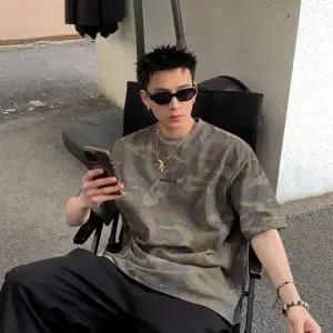 남성 빈티지 넥 라운드 데일리룩 티셔츠 레터링 반팔 스몰 카모 라운드넥 반팔티 5부 SPO마켓2