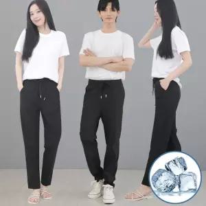 남녀공용 쿨 아이스 냉감 MR 일자 바지 스판 팬츠 여성잠옷 여름잠옷