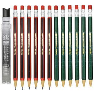 마야후이 12 PCS 샤프너 노블리티 비샤프닝 자동 연필 2B 리드로 학교 글쓰기 그림을 위한 2.0MM 클래식 레드 그린 폴 플라스틱 시뮬레이션 목재 리필