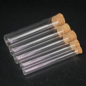 LOT5 OD 12mm 15MM 20MM 40mm 길이 100mm 실험실 유리  튜브 평평한 바닥 목재 마개 내열성