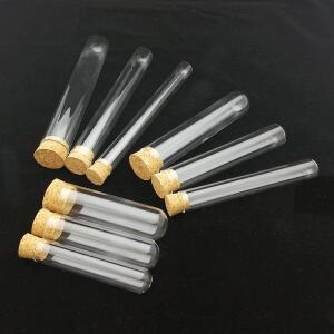 코르크 마개가  투명 원형 바닥 유리 시험관 실험실 플랫 마우스 두꺼운 바이알 외경 20mm 5 개