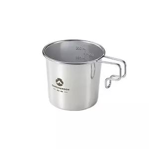 스텐 고리형 손잡이 캠핑컵 210ml 1P야외 계량 물컵 qrb39oBv