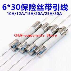 10개/몫 6x30mm 핀 세라믹 퓨즈 10A 12A 15A 20A 25A 30A