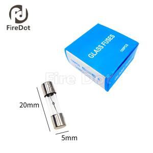 유리 퓨즈 튜브 슬로우 멜팅 T0.5A 1A 1.25A 2A 3A 4A 7A 8A 15A20A 5x20mm 250V 1 박스 100 개