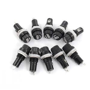50 개/몫 5x20mm 10A 250V 유리 퓨즈 홀더 5x20 검정색 보험 튜브 소켓 패널 마운트 구리