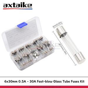 72Pcs 6x30mm 0.5A - 30A 250V 고속 블로우 유리관 퓨즈 키트 500mA 1A 2A 5A F10AL250V 가정용 액세서리