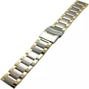 뉴라이프 20mm 메탈 워치밴드 남성용 골드톤 및 실버 스테인리스 스틸 스트랩 교체용 손목 시계