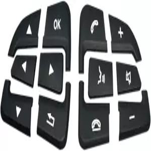 AggHSYJ 블랙 카 스티어링 휠 버튼 트림 호환 메르세데스 CLA GLE 스티커 커버 SL B 벤츠 A 클래스 비토