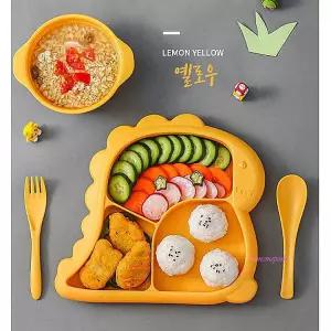 유아식기 아동 아기 어린이 키즈 이유식 식판 세트 그릇 포크 공룡 간식 수저abc500