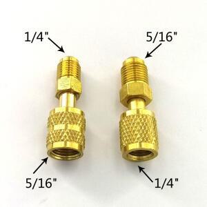 2pcs R410a 어댑터 516 SAE F 퀵 커플러-14 M 플레어 M-14 황동 골드 R32 R22