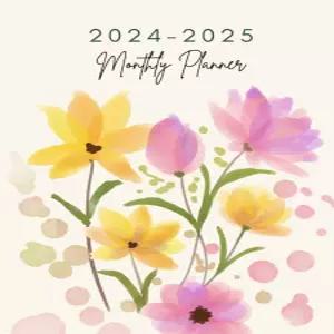 2024-2025 월간 플래너 하드커버 달력 빅 사이즈 8.5x11 수채화 꽃 커버 예약 / 주최자 할 일 목록 시간