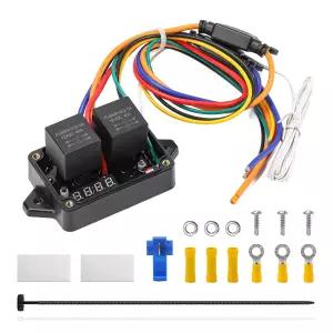 Zuomeng 12V/24V 전기 팬 컨트롤러 키트 30A 디지털 라디에이터 스위치 조정 가능한 온도 범위 104-230°F