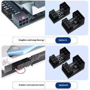 LDpcsJ 180 ° 회전형 엘보우 PCI-E 그래픽 카드 전원 어댑터 커넥터 GPU PSU 스티어링 6핀 8핀 배선