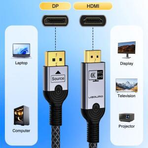 4K DP to HDMI 2.0 호환 케이블 4K60Hz 디스플레이포트 HD 어댑터 포트 비디오 오디오 PC TV 프로젝터 PC