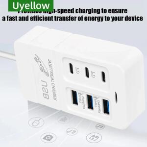 6포트 멀티포트 USB 충전기 35W PD 타입C 휴대폰  퀵 C 벽면 허브 어댑터 EU 플러그