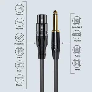녹음 연장 라인 용 XLR 수 암 케이블에 6.5mm 밸런스드 믹서 스피커 앰프 라이브 마이크