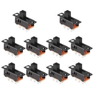 Super 10pcs  손잡이 6핀 3 위치 DPDT 패널 슬라이드 0.5A 50V DC