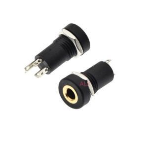 5pcs PJ392A 3.5mM 오디오 잭 소켓 3/ 4극 블랙 스테레오 솔더 패널 마운트 골드 너트