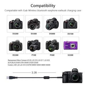 KUTOU USB 데이터 케이블 Nikon 1 S1 V1 D3200 D5000 D750 Df 카메라용 UC-E17 E16 E23