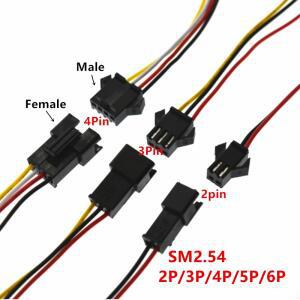 SM2.54 2 3 4 5 6핀 SM 암수 LED 커넥터 전선 점퍼케이블 플러그 총 길이 40cm핀 쌍