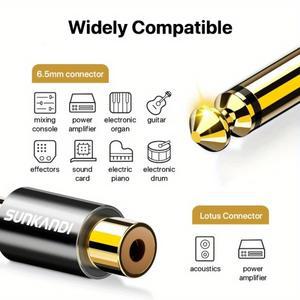 RCA-1/4인치 오디오 어댑터 기타 앰프 스피커용 RCA 암 커넥터에 6.35mm 모노 플러그 남성