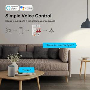 Tuya Smart 1 2 3 4 상 Din 레일 WIFI 회로 차단기 스마트 홈 스위치 MCB 과부하 단락 보호 Alexa Remote