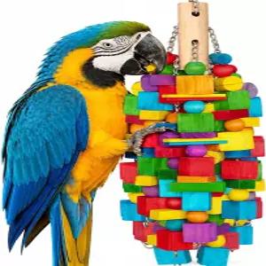 제피릴 대형 새 장난감 20인치 XL 앵무새 천연 나무 블록 씹기 Macaws Cockatoos African Grays 및 Large